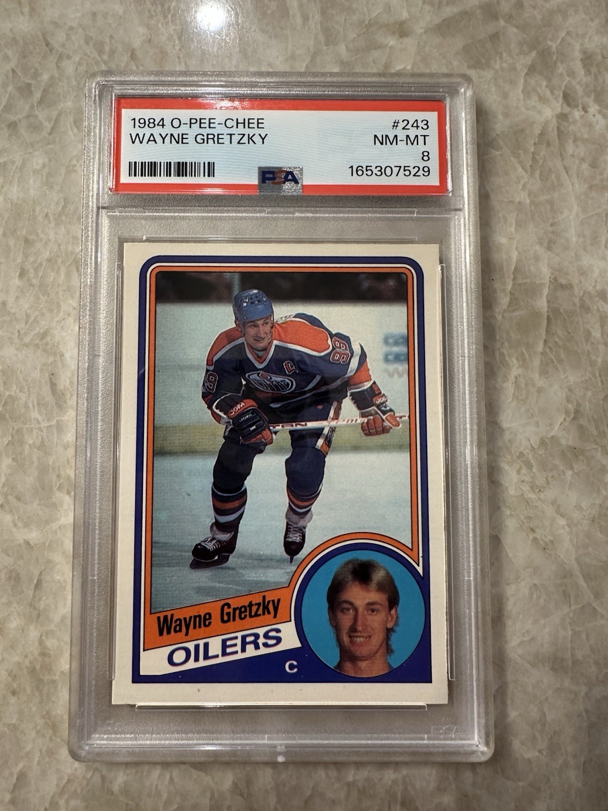 1984-85 O-Pee-Chee - Wayne Gretzky #243 Edmonton Oilers Card PSA 8 NM-MT 1984-85 O-Pee-Chee - Wayne Gretzky #243 Edmonton Oilers Card PSA 8 NM-MT