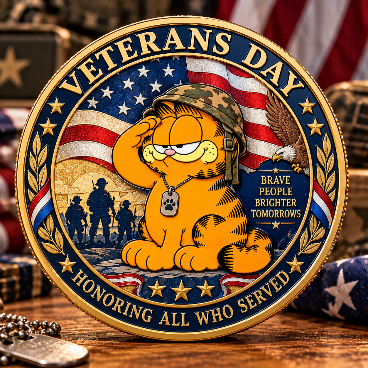 Rare Garfield on Veterans Gift For Fans Commemorative Coin GN186
