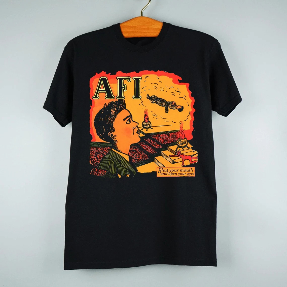 Vtg AFI Shut Your Mouth And Open Your Eyes Cotton T Shirt For Men MC454 Vtg AFI Shut Your Mouth And Open Your Eyes Cotton T Shirt For Men MC454