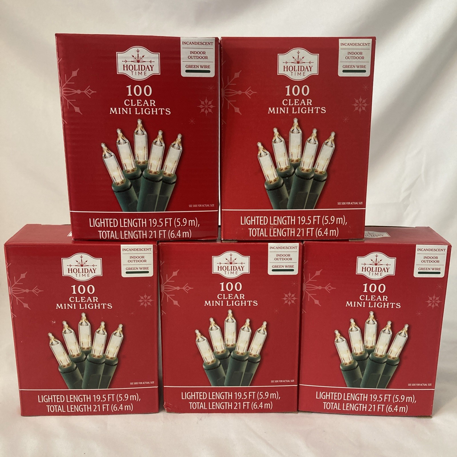 Lot of 5 Holiday Time 100 Clear Mini Lights Incandescent Green Wire Blinking Lot of 5 Holiday Time 100 Clear Mini Lights Incandescent Green Wire Blinking