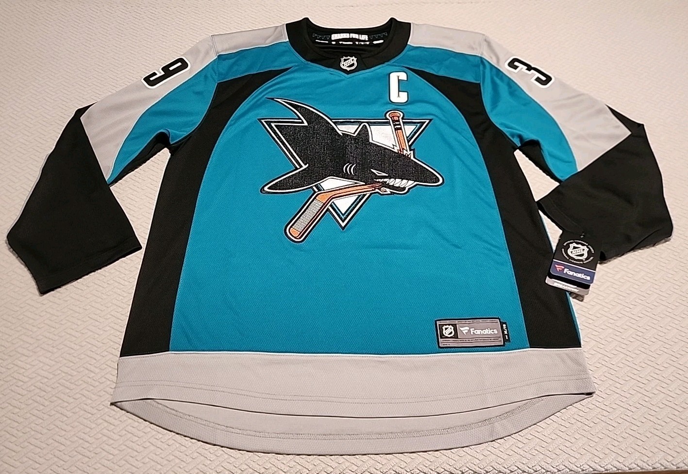 Fanatics Breakaway Logan Couture San Jose Sharks Teal Jersey Mens XL NWT