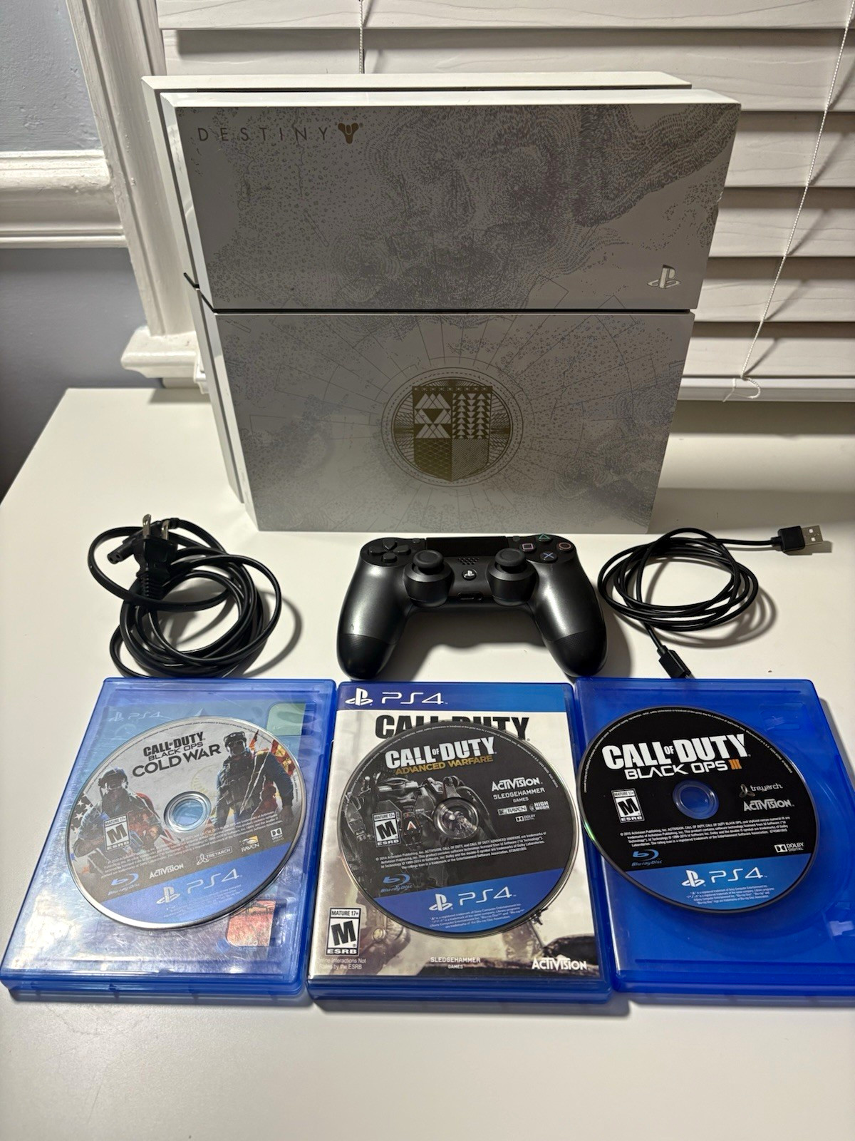 Sony PS4 Destiny Limited Edition Bundle w/ Controller, Cables, 3 COD Games Sony PS4 Destiny Limited Edition Bundle w/ Controller, Cables, 3 COD Games