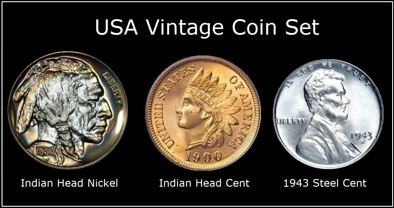 US VINTAGE COIN SET - Set of 3 - Authentic Excellent Detail - MIRROR FINISH