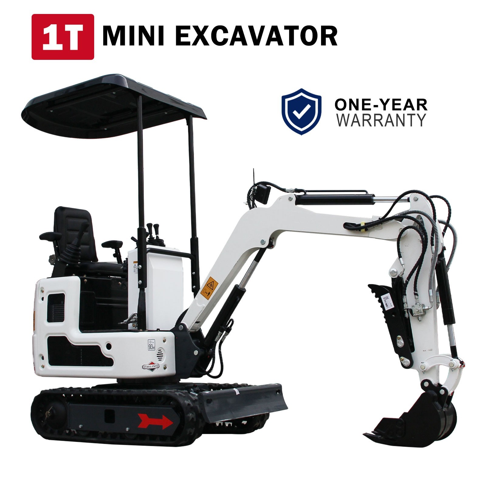 Mini Excavator 1 Ton B&S Gas Engine 13.5hp Tracked Digger Hydraulic Thumb Clamp