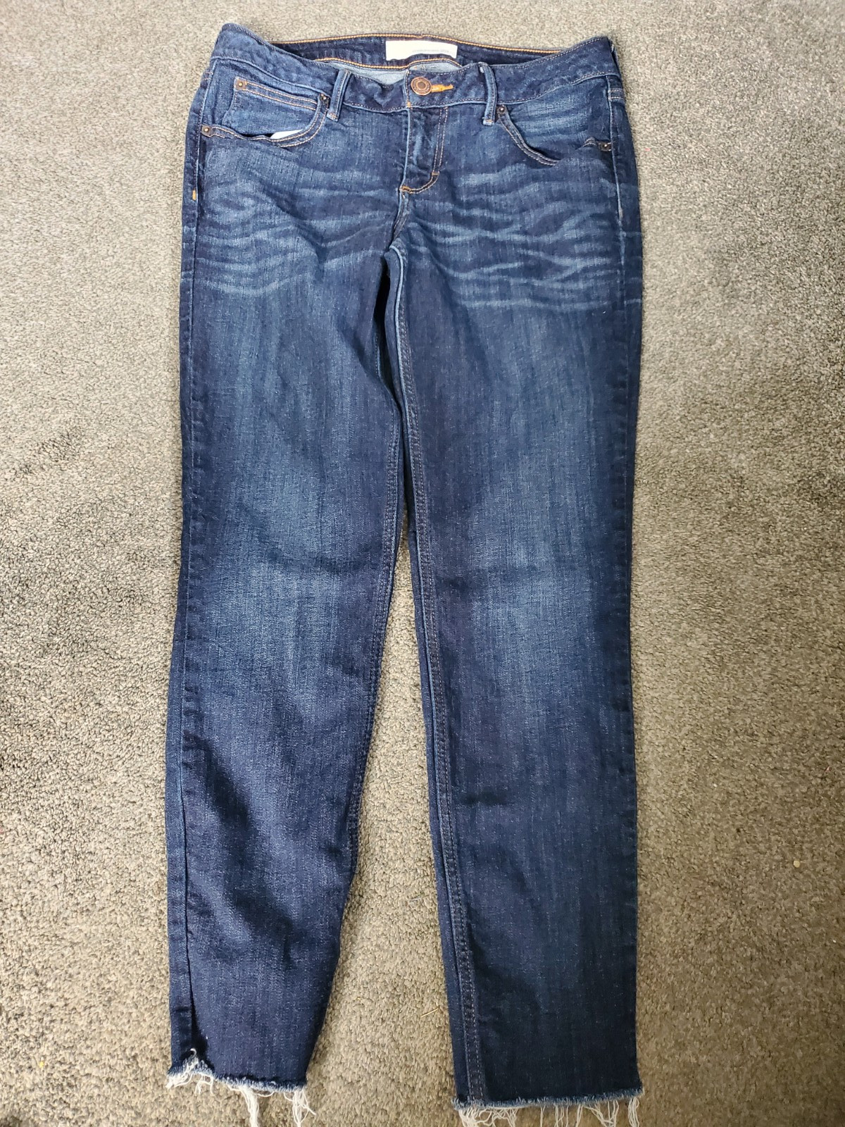 Women\'s Maurice\'s Raw Hem Skinny Dark Faded Wash Blue Jeans Size 29 R