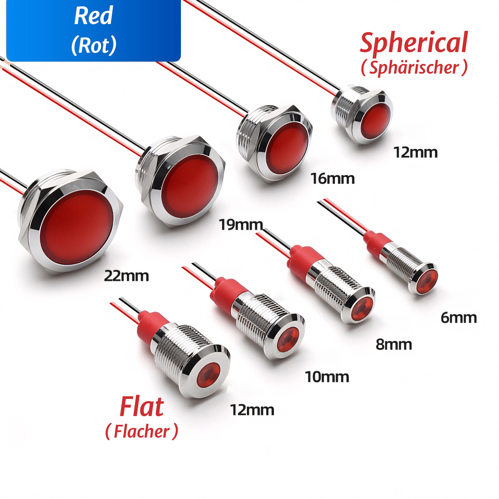 Metal Indicator Light LED Waterproof Small Line Power Signal Light AC/DC 3V-220V Metal Indicator Light LED Waterproof Small Line Power Signal Light AC/DC 3V-220V