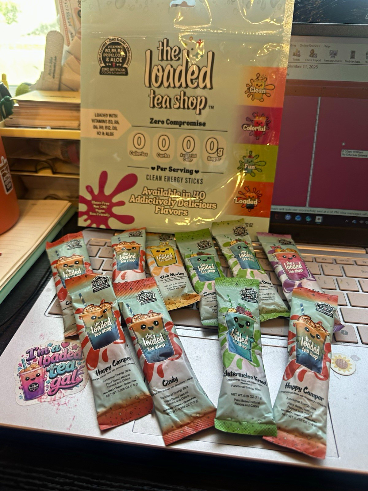 10 random flavors The Loaded Tea Shop Clean Energy Sticks Zero Sugar Gluten Free