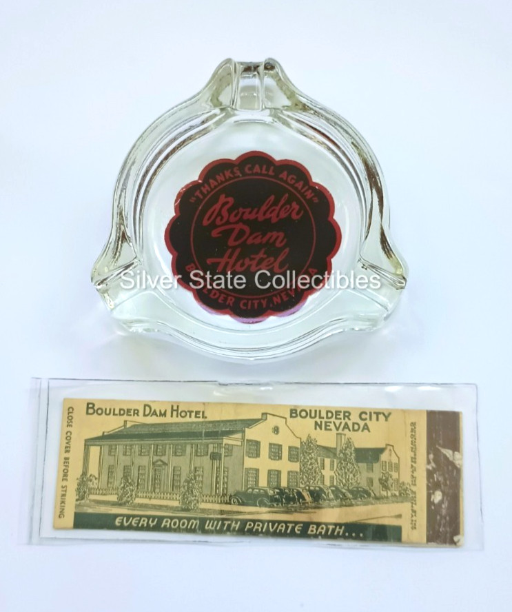 Rare ca. 1940's Boulder Dam Hotel Ashtray & matchbook cover Boulder City NV Rare ca. 1940's Boulder Dam Hotel Ashtray & matchbook cover Boulder City NV