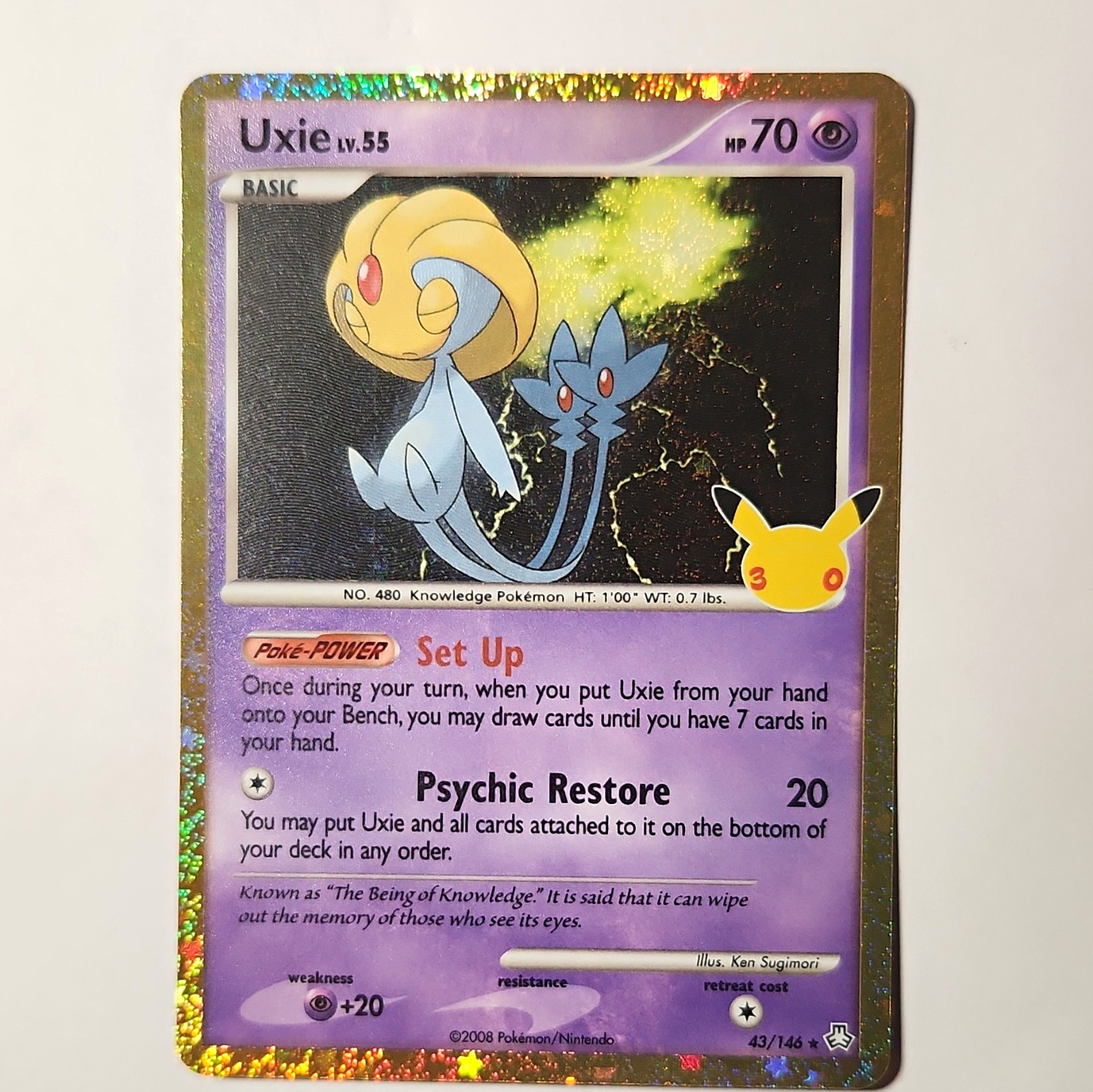 Nintendo Pokemon TCG Uxie 43/146 Legends Awakened Holo Rare English 2008 70HP Nintendo Pokemon TCG Uxie 43/146 Legends Awakened Holo Rare English 2008 70HP