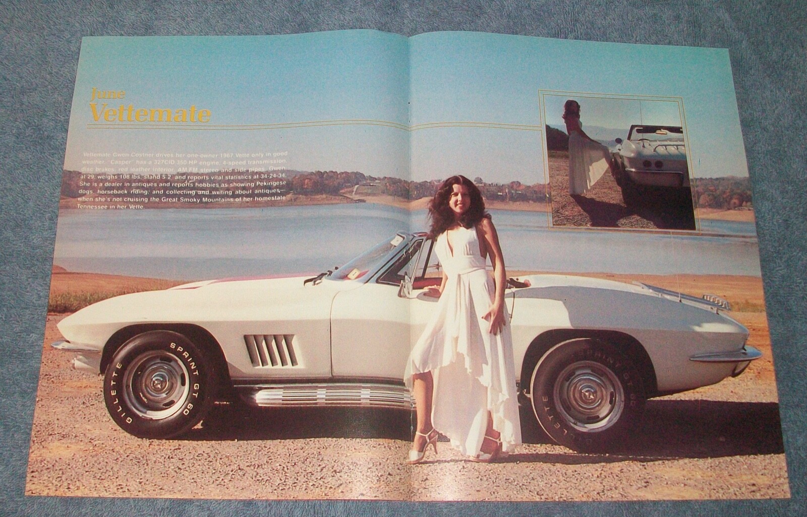 1967 Corvette Roadster Vintage Center-Spread with Pretty Girl
