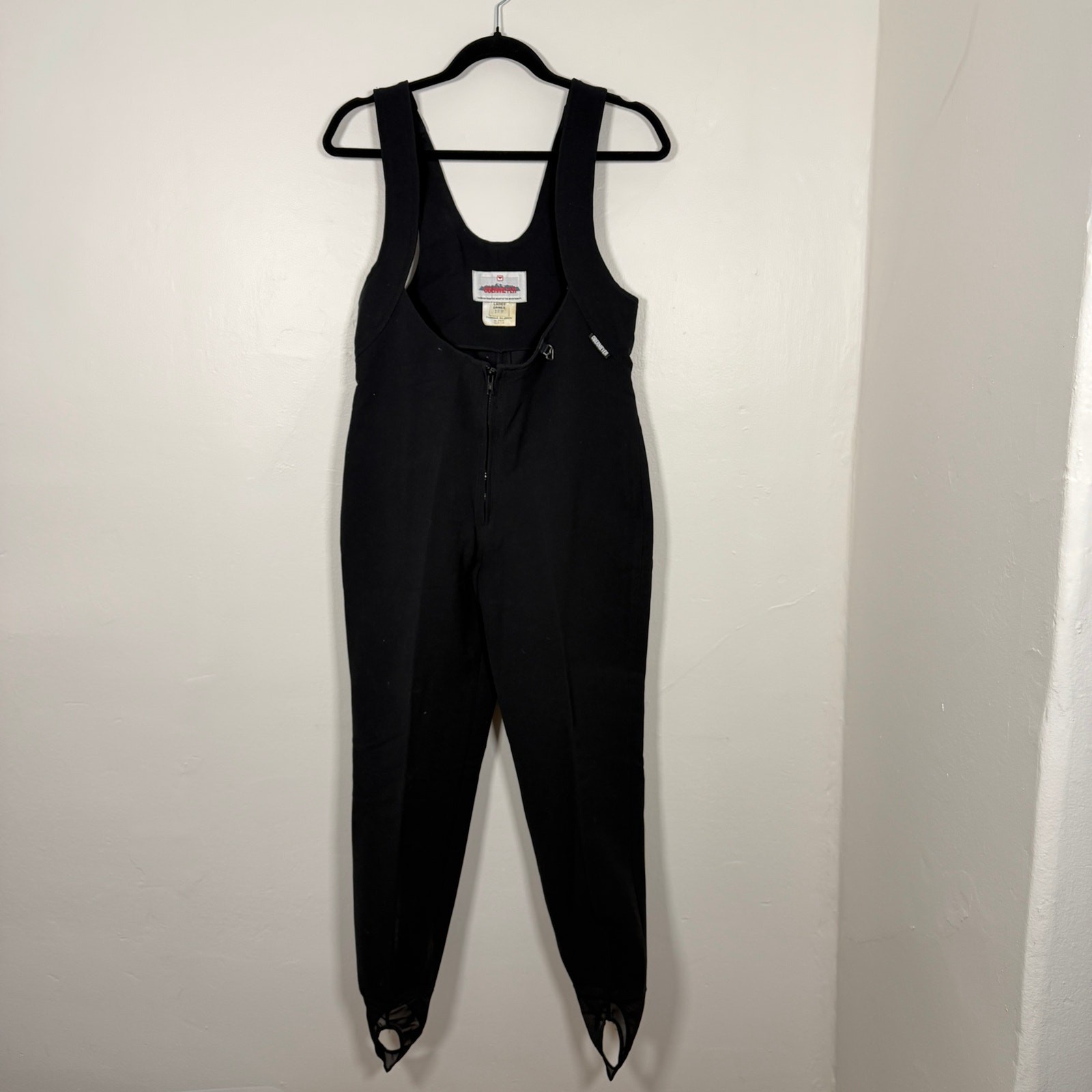 Vintage Obermeyer Black Ski Bib Overalls Women\'s Size 10R Wool Blend Made in JP
