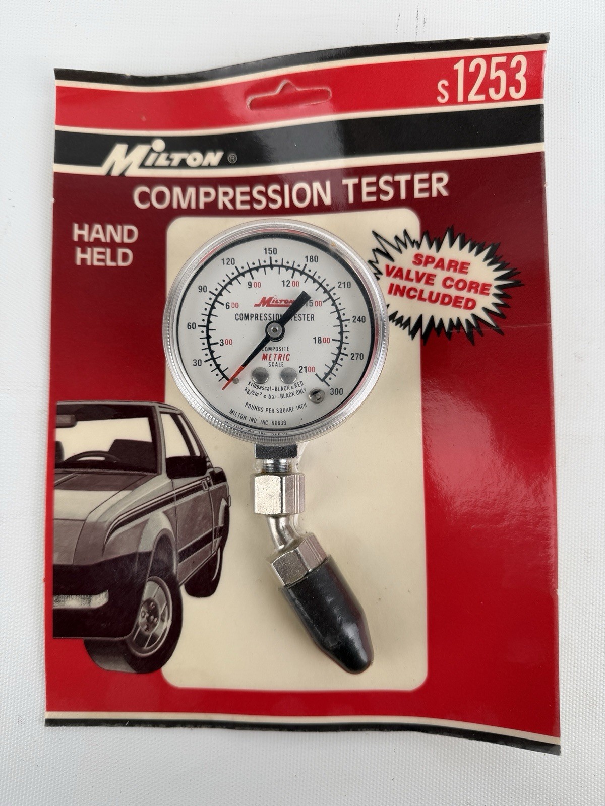 1 VTG NOS Milton S-1253 Hand Held Compression Tester PSI kPa USA Diagnostic Tool