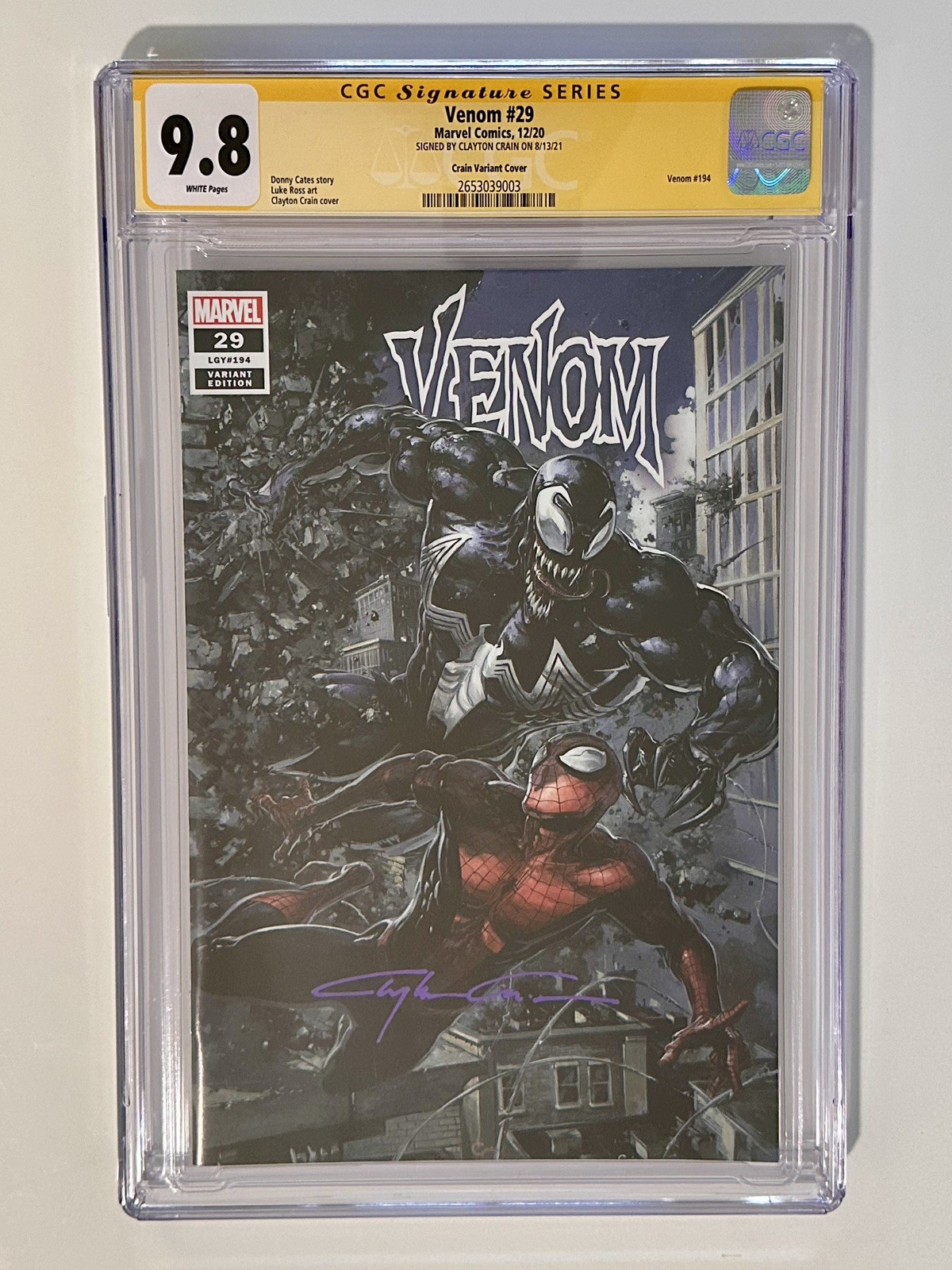 🔥 VENOM #29 CGC 9.8 CLAYTON CRAIN SIGNED PURPLE SIGNATURE VARIANT ⚡