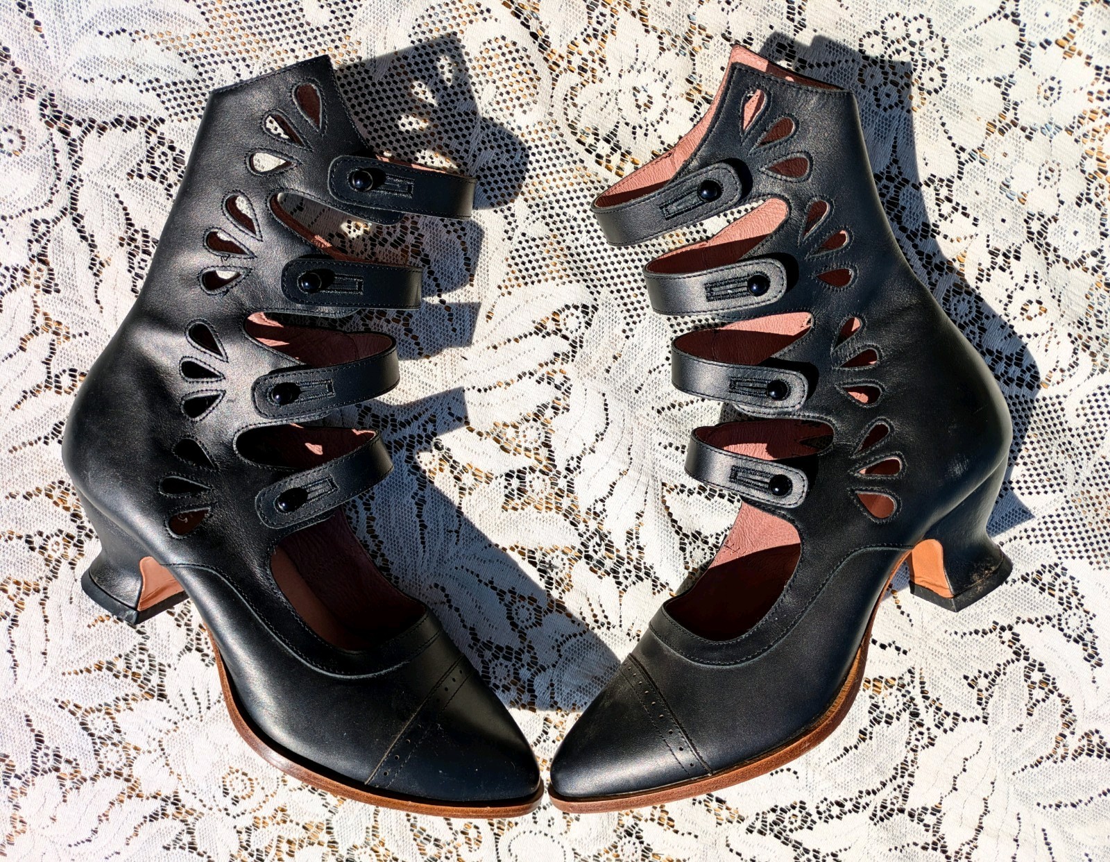 American Duchess Colette Black Leather Victorian Goth Edwardian Button Boots 9