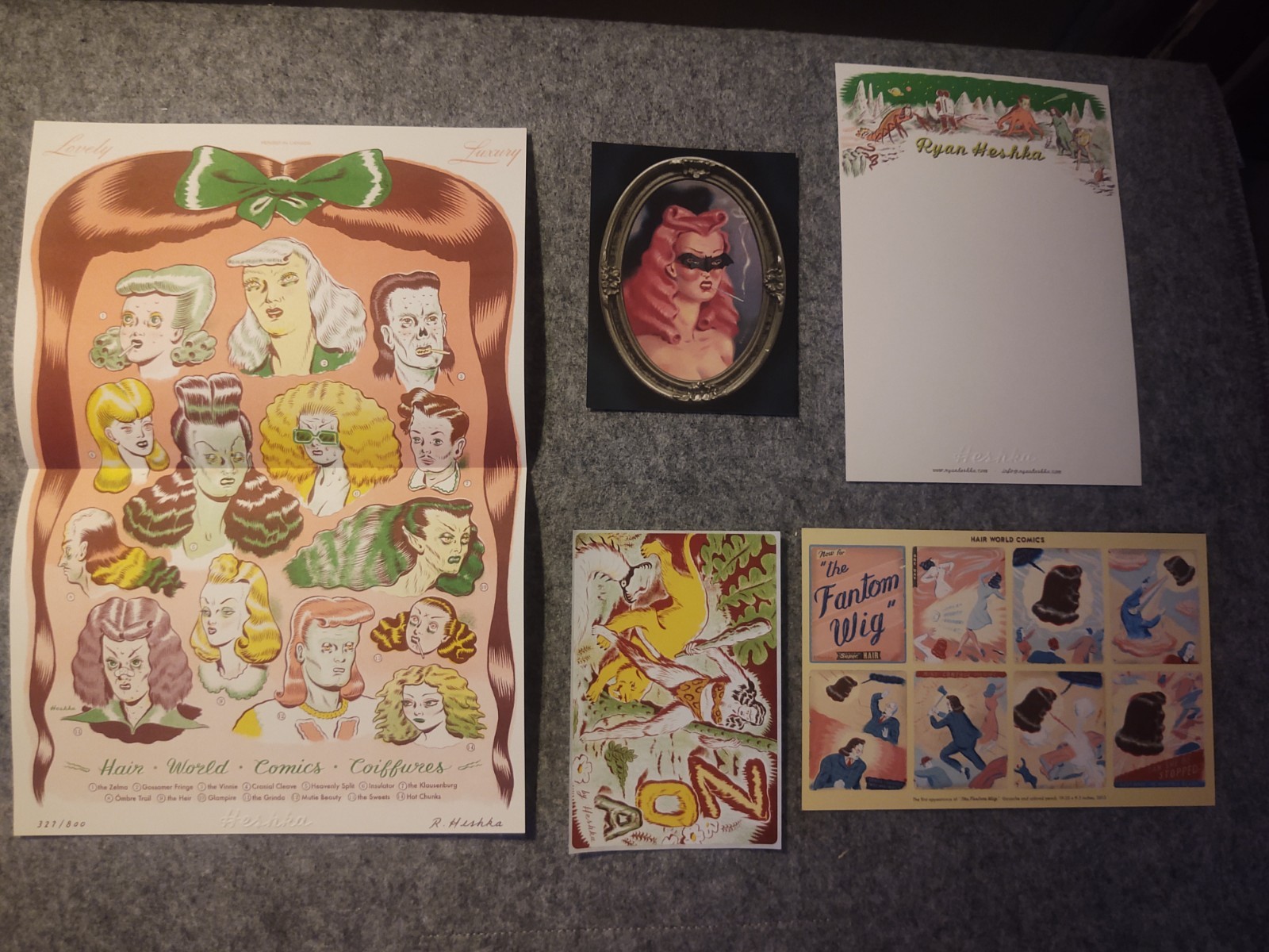 *Signed* Hairworld Fantom Wig Print Sticker card Ryan Heshka 2026 riso frog wife