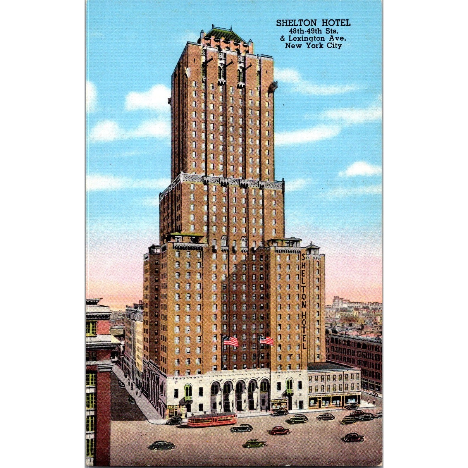 Shelton Hotel 48th-49th Sts & Lexington Ave New York City Vintage Postcard SPG27