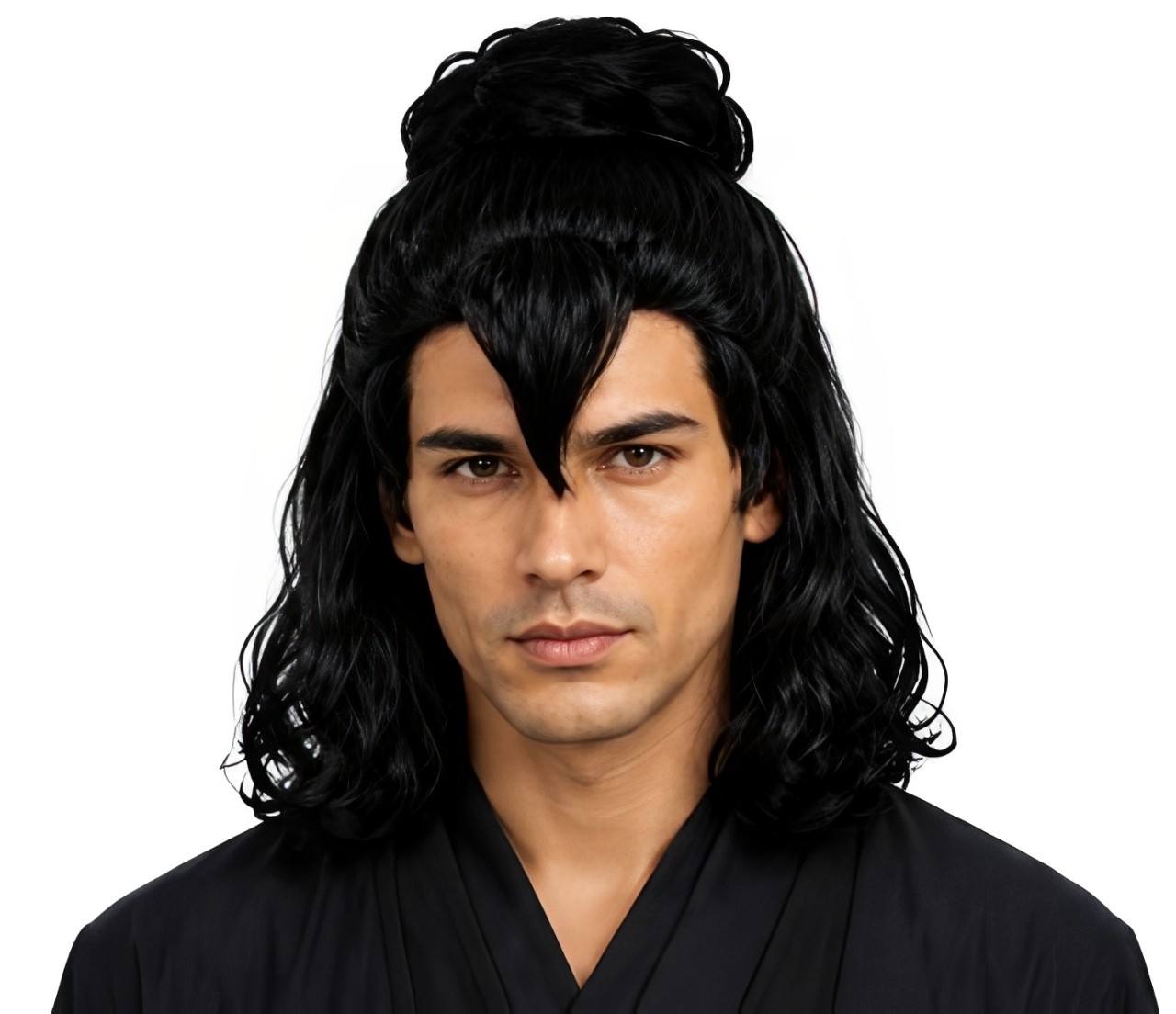 Mens Black Gene Simmons Kiss Wig Curl Halloween JR004 Mens Black Gene Simmons Kiss Wig Curl Halloween JR004