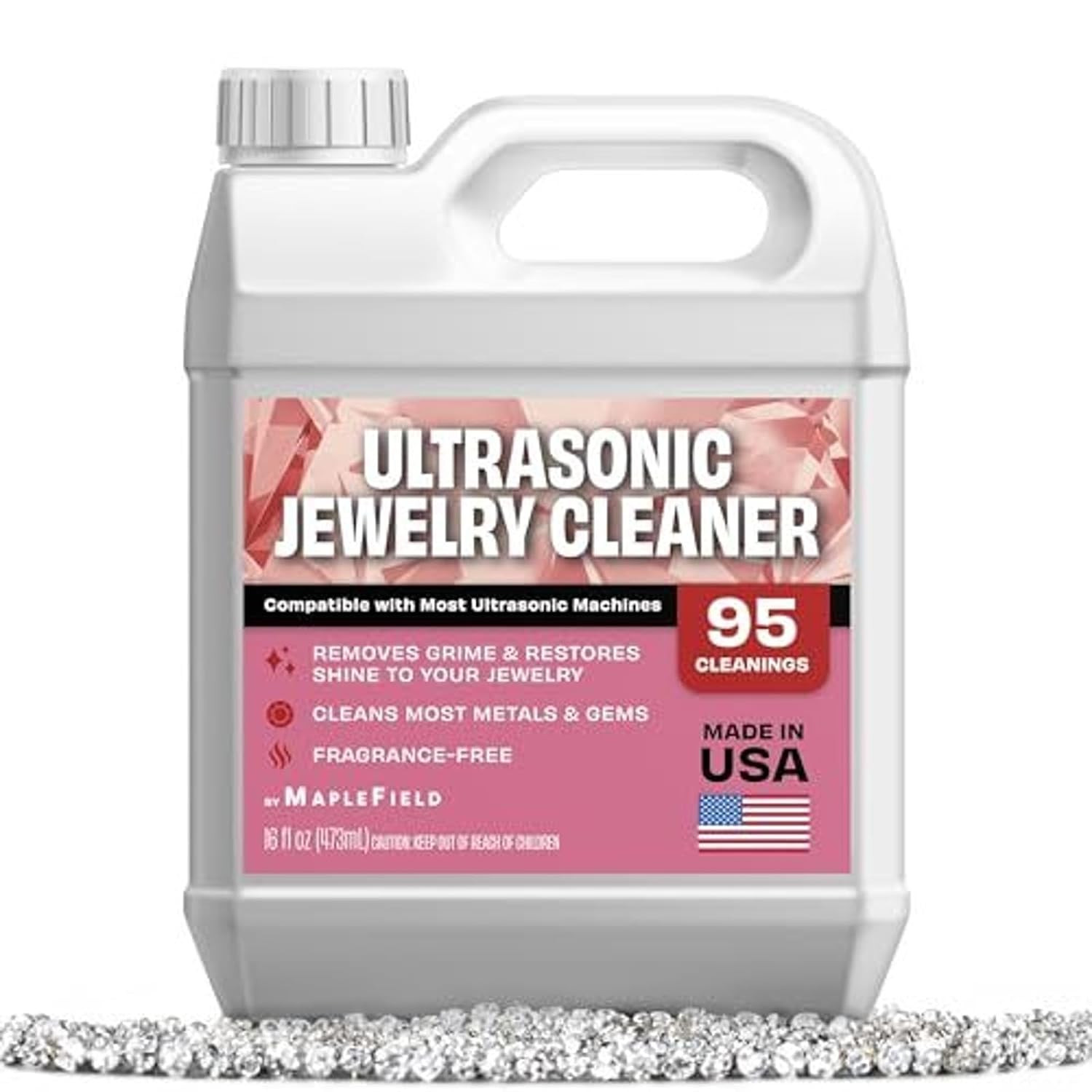 Maplefield Ultrasonic Jewelry Cleaner Solution - Concentrated Formula & Ultrason