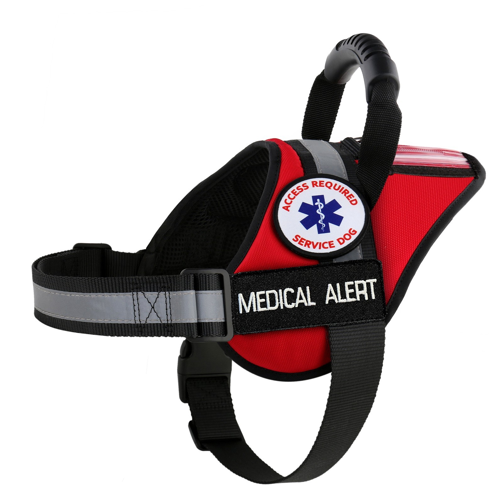 Medical Alert Service Dog Harness Vest PTSD Handle ID Pocket Mesh + 10 ADA Cards