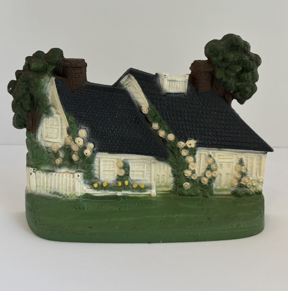 Antique Cast Iron Cottage House Doorstop 1920s 1930s Cape Cod Folk Art