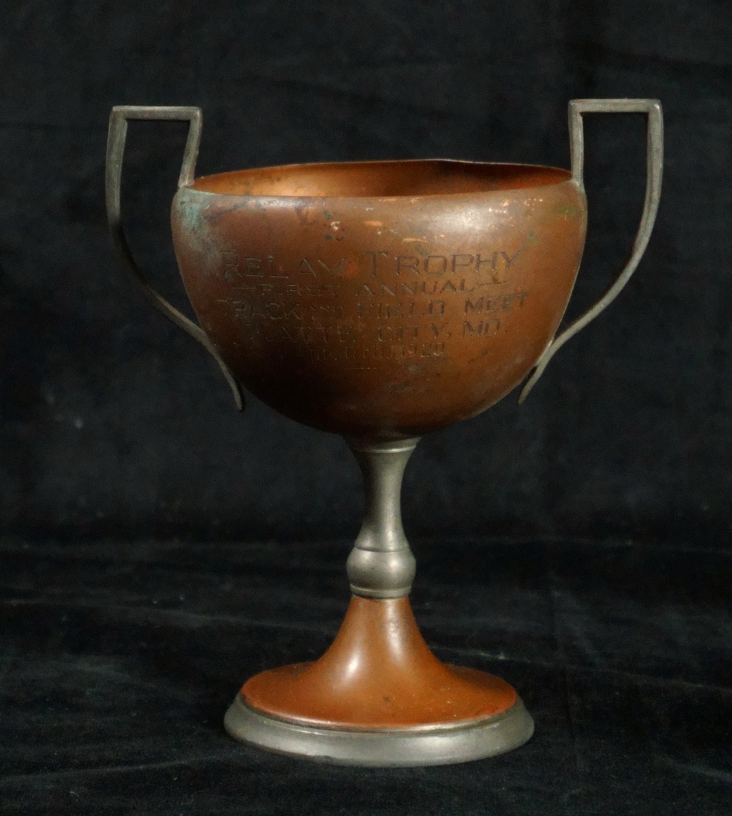 Antique Copper 1st Annual Track & Field Trophy Missouri 1920 (A3)