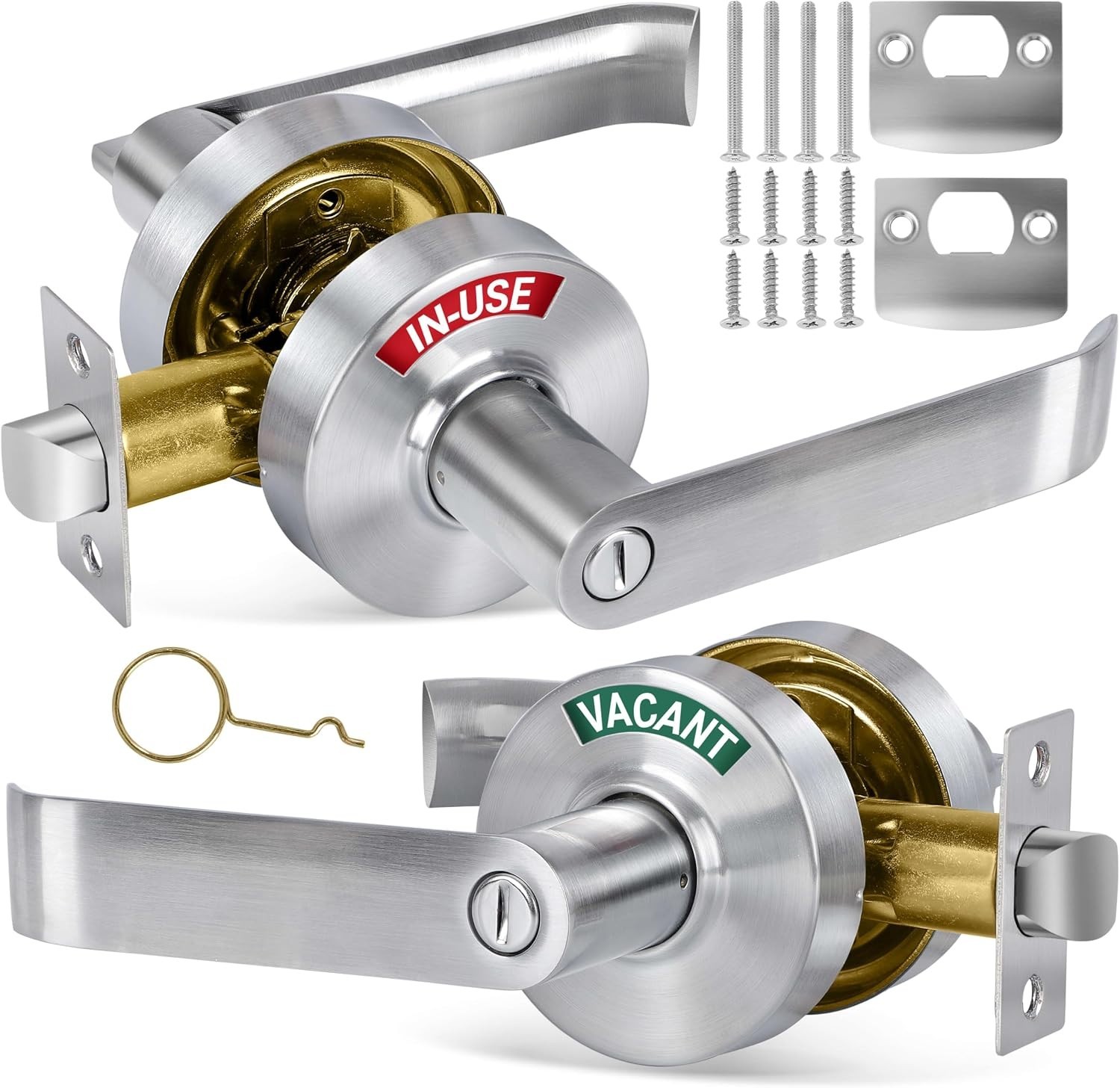 2Pcs Commercial Bathroom Door Handle, Vacant Occupied Bathroom Lock| Indicato... 2Pcs Commercial Bathroom Door Handle, Vacant Occupied Bathroom Lock| Indicato...