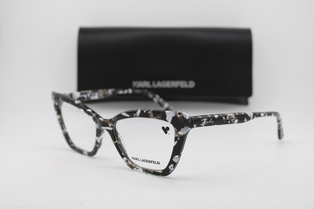 NEW KARL LAGERFELD KL6063 007 BLACK WHITE MARBLE AUTHENTIC EYEGLASSES 54-17