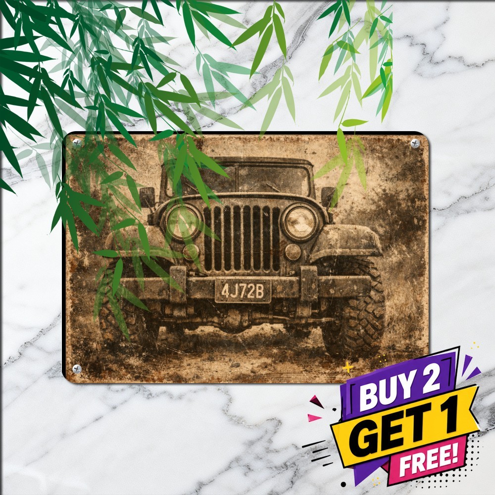 Vintage 1949 Auto Review Garage Sign Classic Utility Vehicle Metal Tin Plaque
