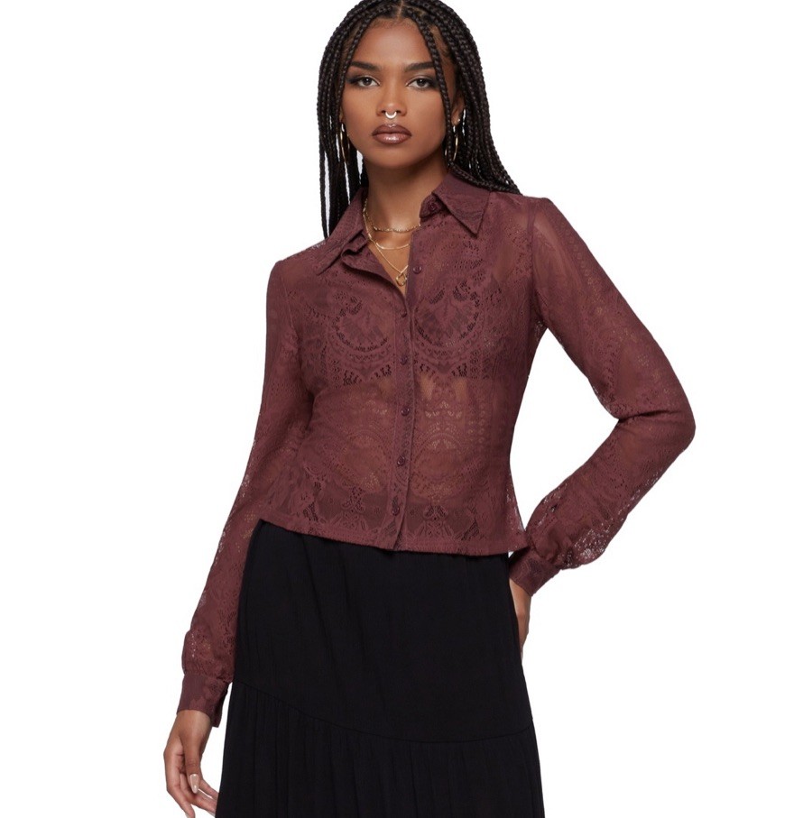 Killstar Small Lilith\'s Garden Shirt Lace Brown Gothic Alternative BNWT