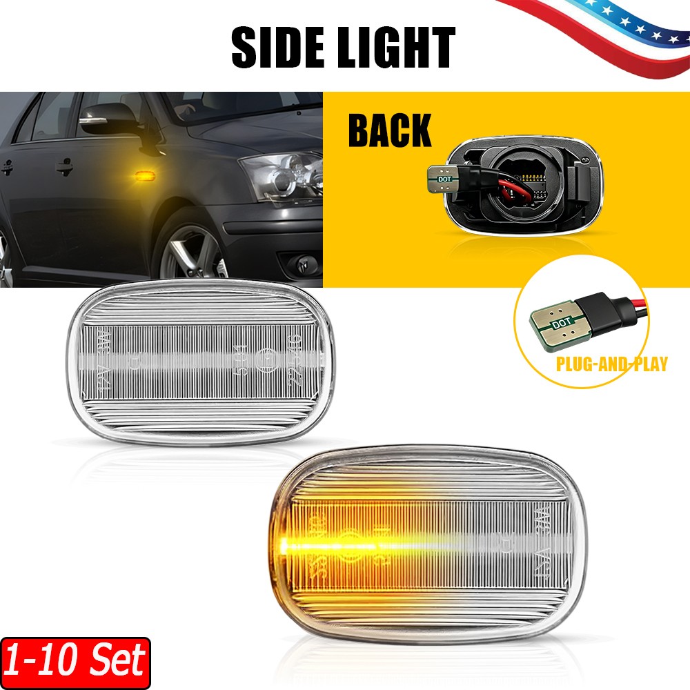 1-10x For 94-03 Toyota RAV4 LED Pure Sequentia Amber Light Side Marker Light