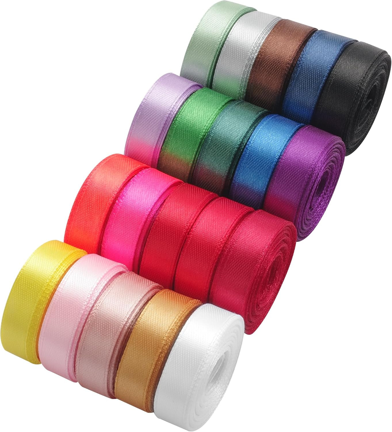 20 Colors 100 Yard Satin Ribbon Fabric Ribbon Assorted Ribbon Rolls, 3/8 Inch Wi