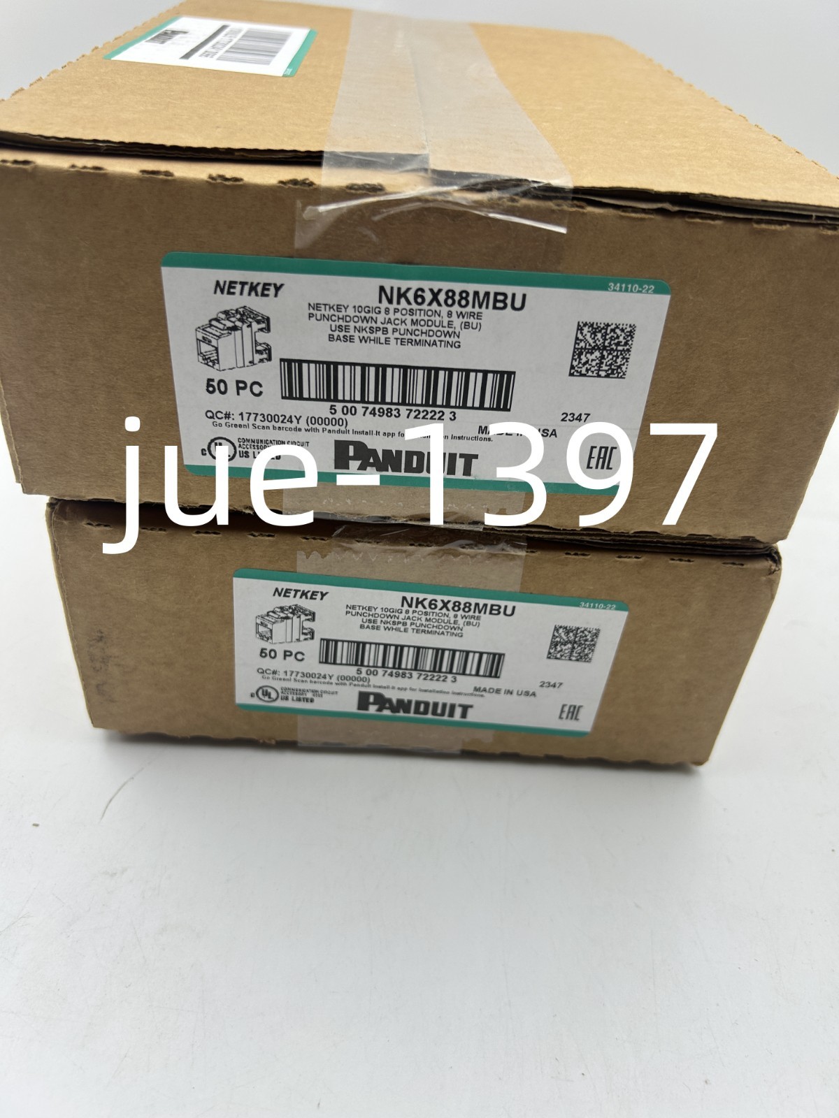 Panduit NetKey NK6X88MBU Cat6a Keystone Jack Blue Module (Qty 50) 