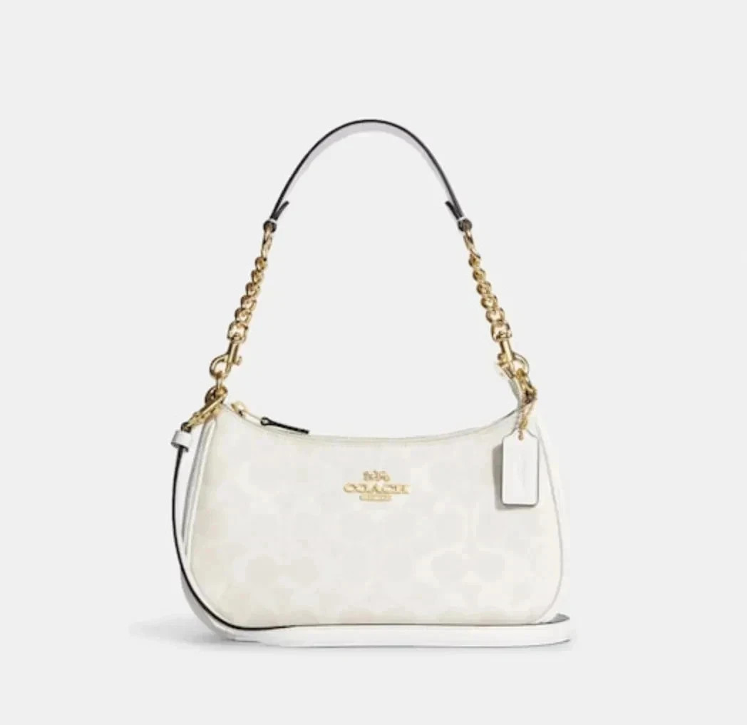 COACH Teri Shoulder Bag In Signature Canvas White/Chalk, usa stock