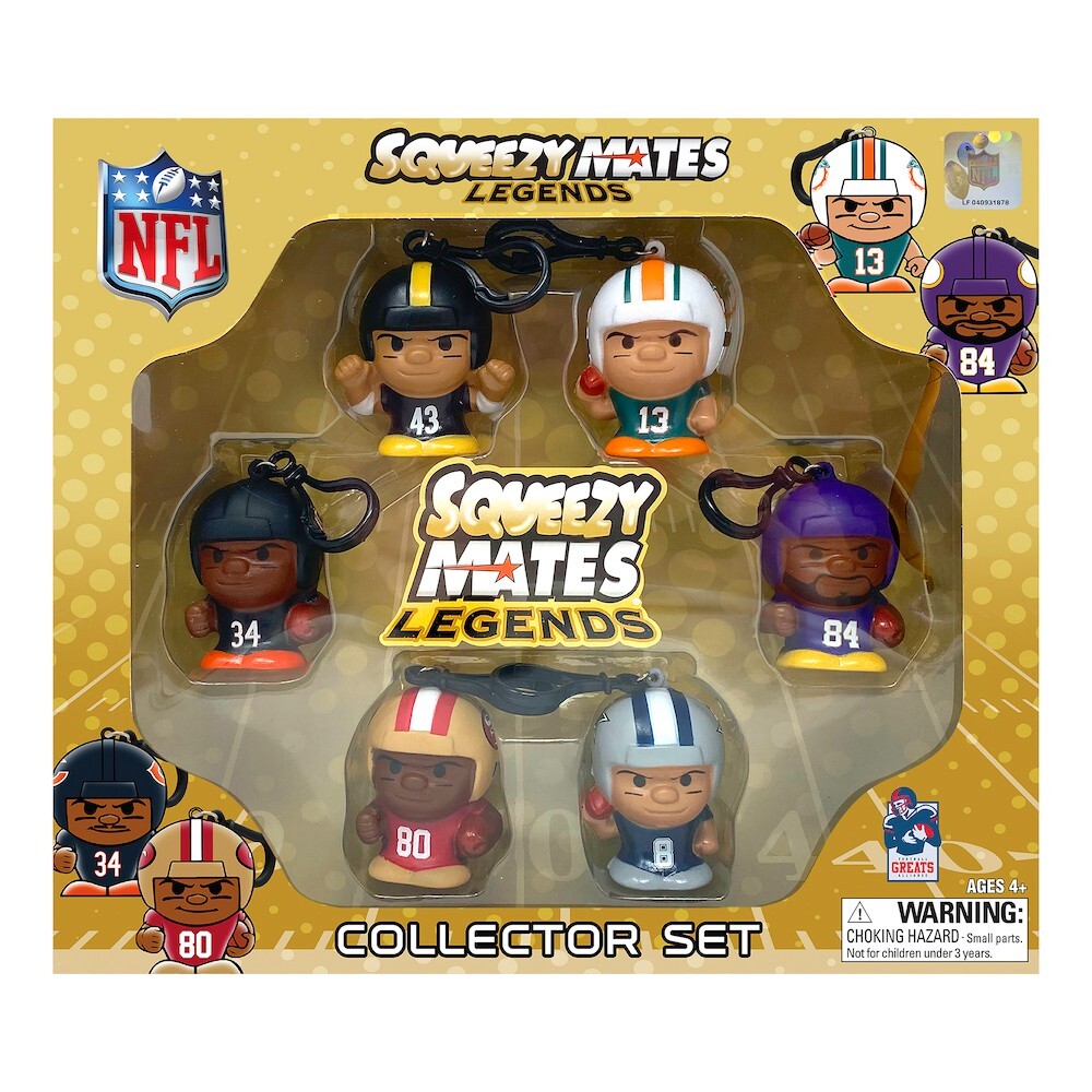 NFL LEGENDS 2024 SQUEEZYMATES 6 FIGURE W/ CARABINER COLLECTOR'S BOX SET 🔥🔥🔥
