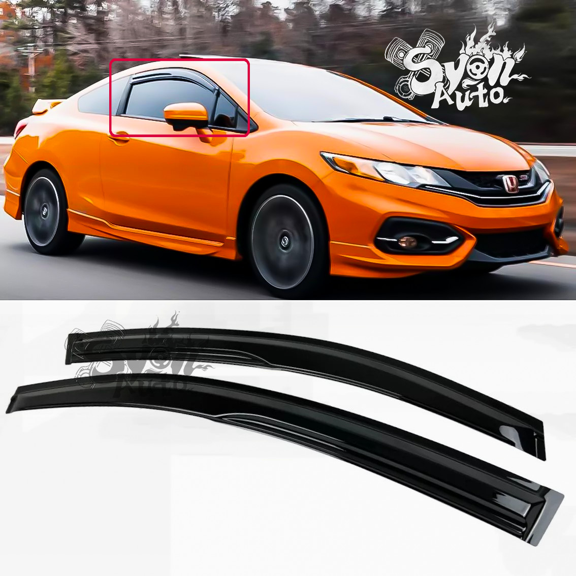 FITS 2012-15 HONDA CIVIC 2DR COUPE MUGEN STYLE WINDOW VISOR RAIN GUARD DEFLECTOR FITS 2012-15 HONDA CIVIC 2DR COUPE MUGEN STYLE WINDOW VISOR RAIN GUARD DEFLECTOR