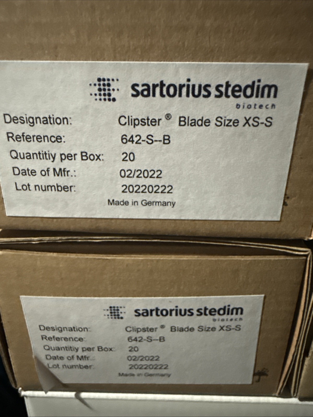 (20/Pk) SARTORIUS STEDIM BIOTECH Clipster Blades Size XS-S 642-S-B