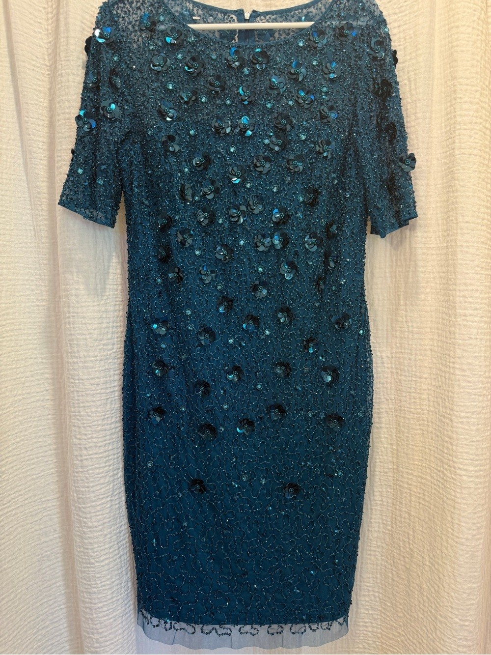 Adrianna Papell Cocktail Sheath Dress 3D Sequins Adrianna Papell Cocktail Sheath Dress 3D Sequins