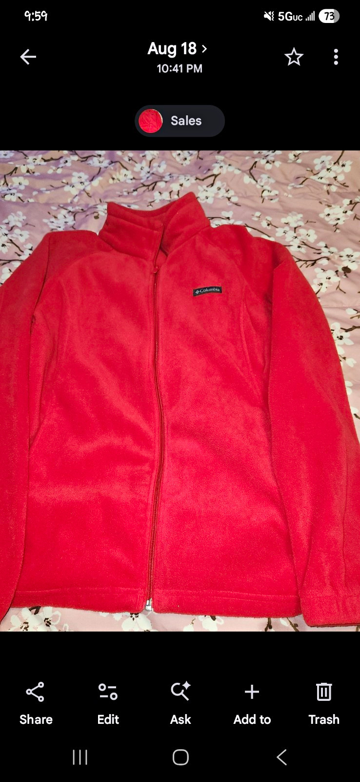 Columbia Benton Springs Women\'s Red Full Zip Fleece Mid-Length Jacket XXL Columbia Benton Springs Women\'s Red Full Zip Fleece Mid-Length Jacket XXL