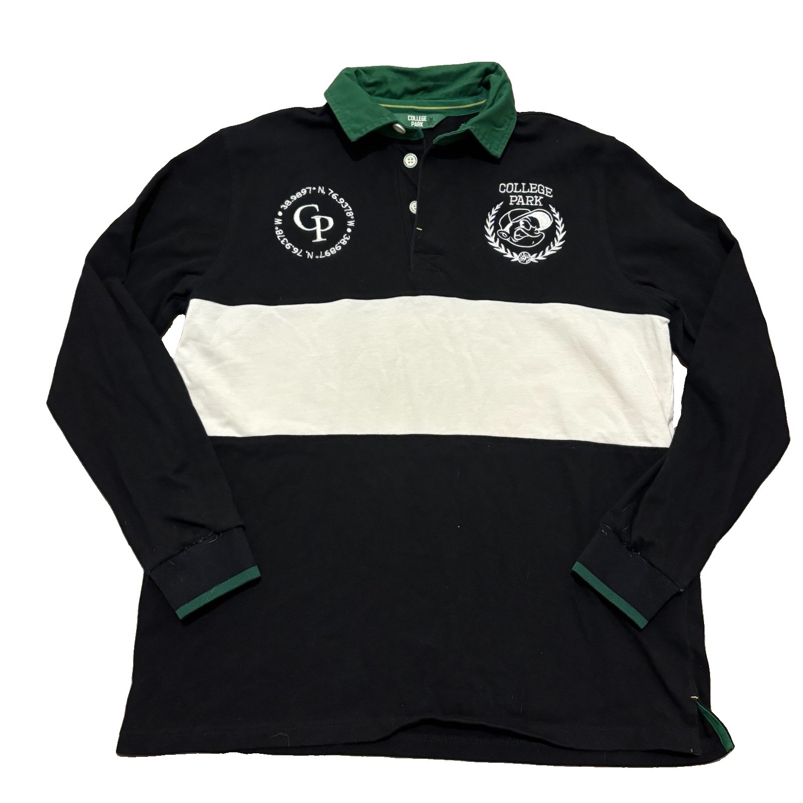 RARE Logic College Park Tour Rugby Style Long Sleeve Shirt Collar Mens Sz M