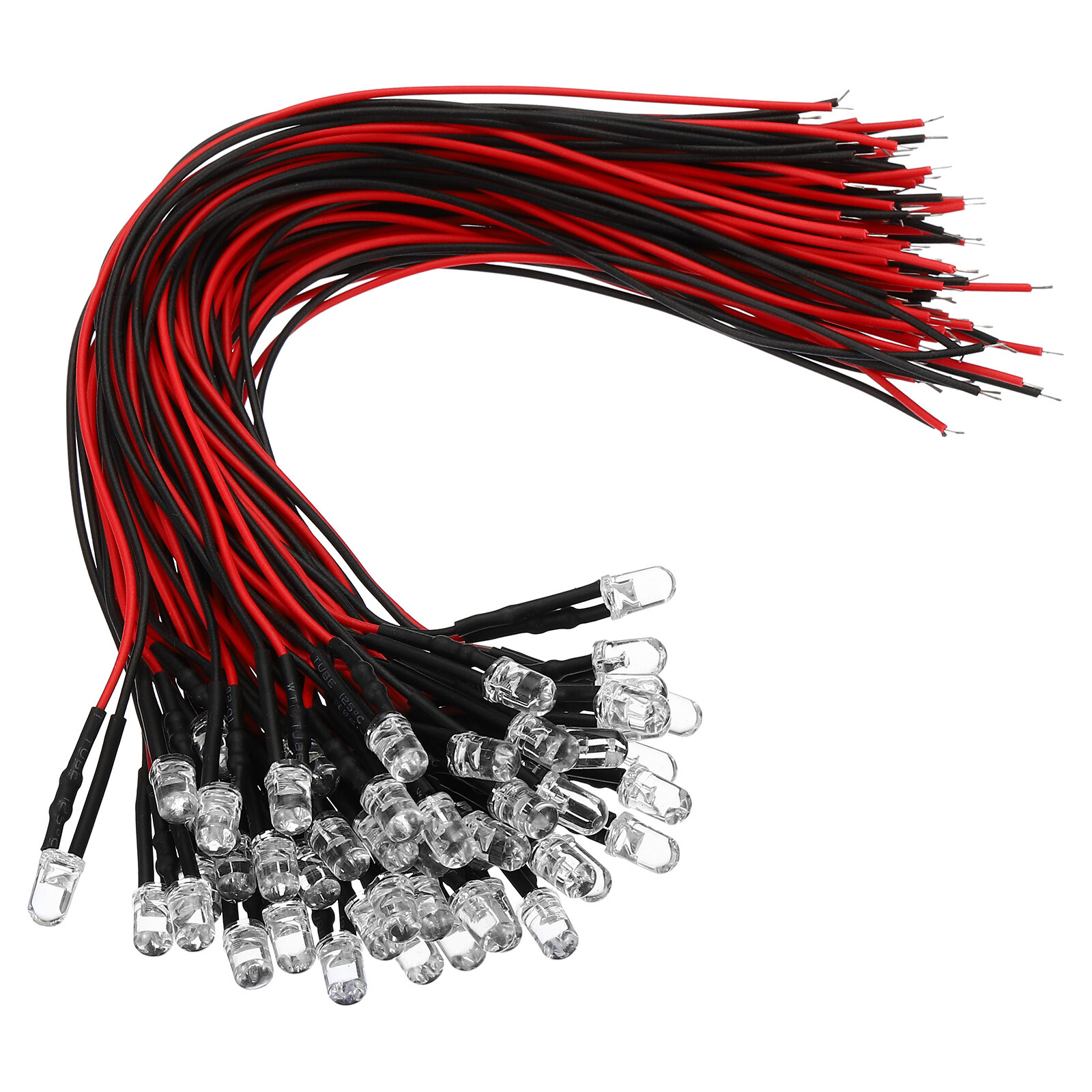 50 x LED Light Emitting Diodes 3V - 6V 5mm Pre Wired Mini LED Lamp Bulb White