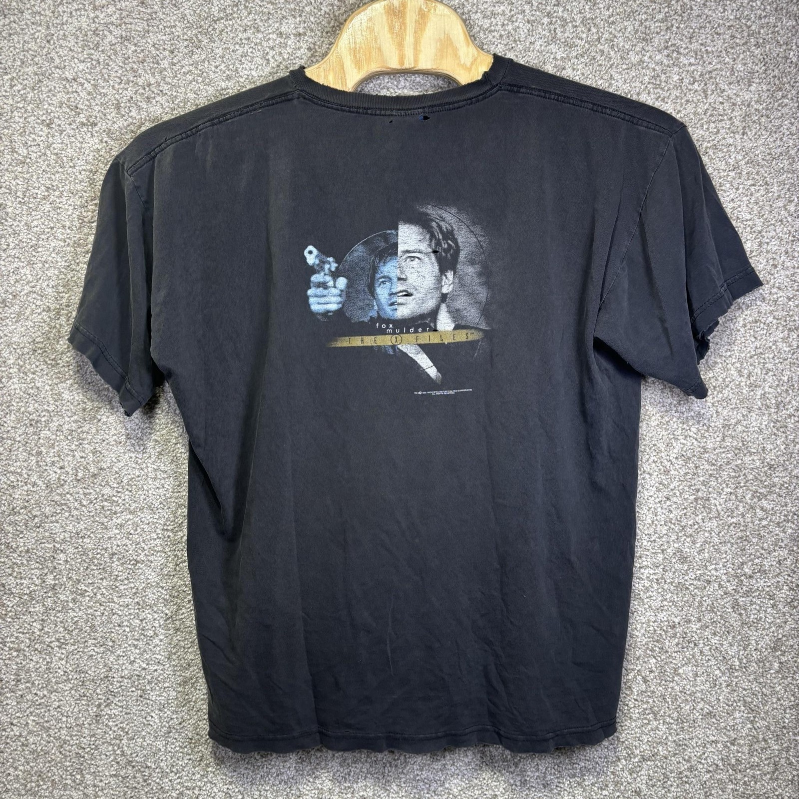 Vintage 1996 X-Files U.S. T\'s Shirt Mens XL Black Fox Mulder Graphic Distressed