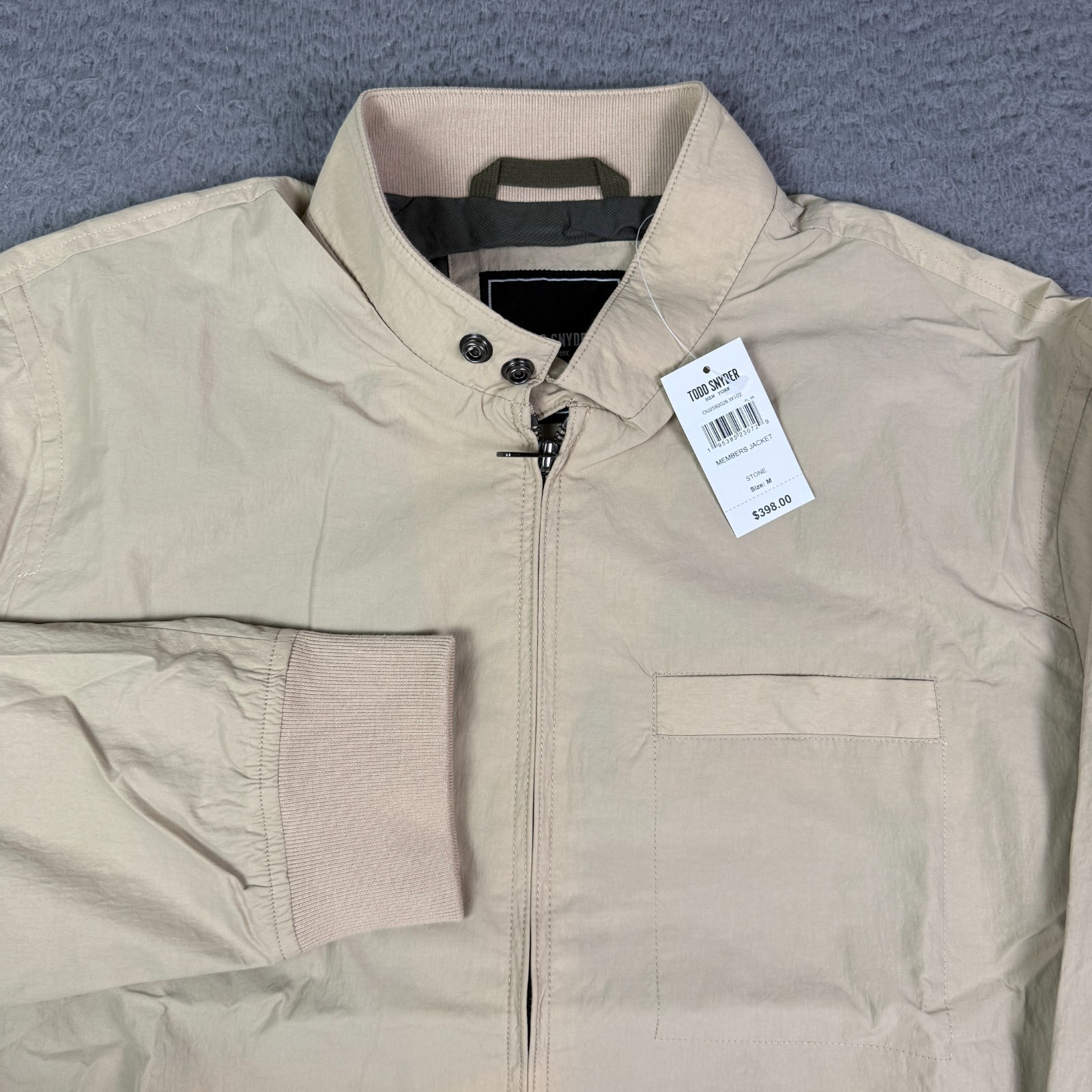 Todd Snyder Members Jacket Mens M Stone Khaki Full Zip Performance Bomber NEW