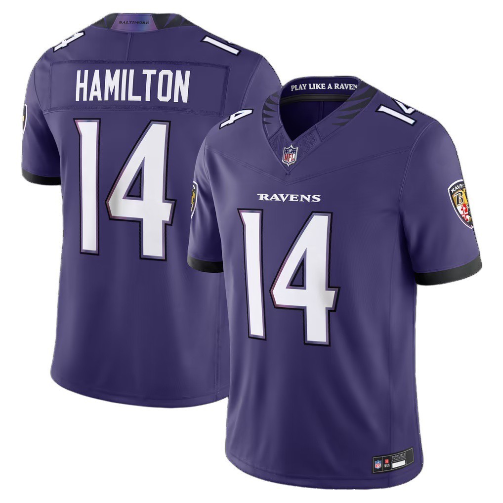 Men's Ravens #14 Kyle Hamilton Alternate Vapor Stitched Limited Jersey