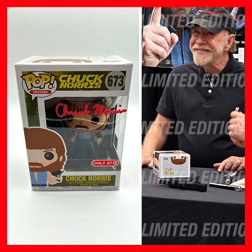 CHUCK NORRIS SIGNED Funko POP #673 Target Exclusive - Invasion USA - COA & PIC