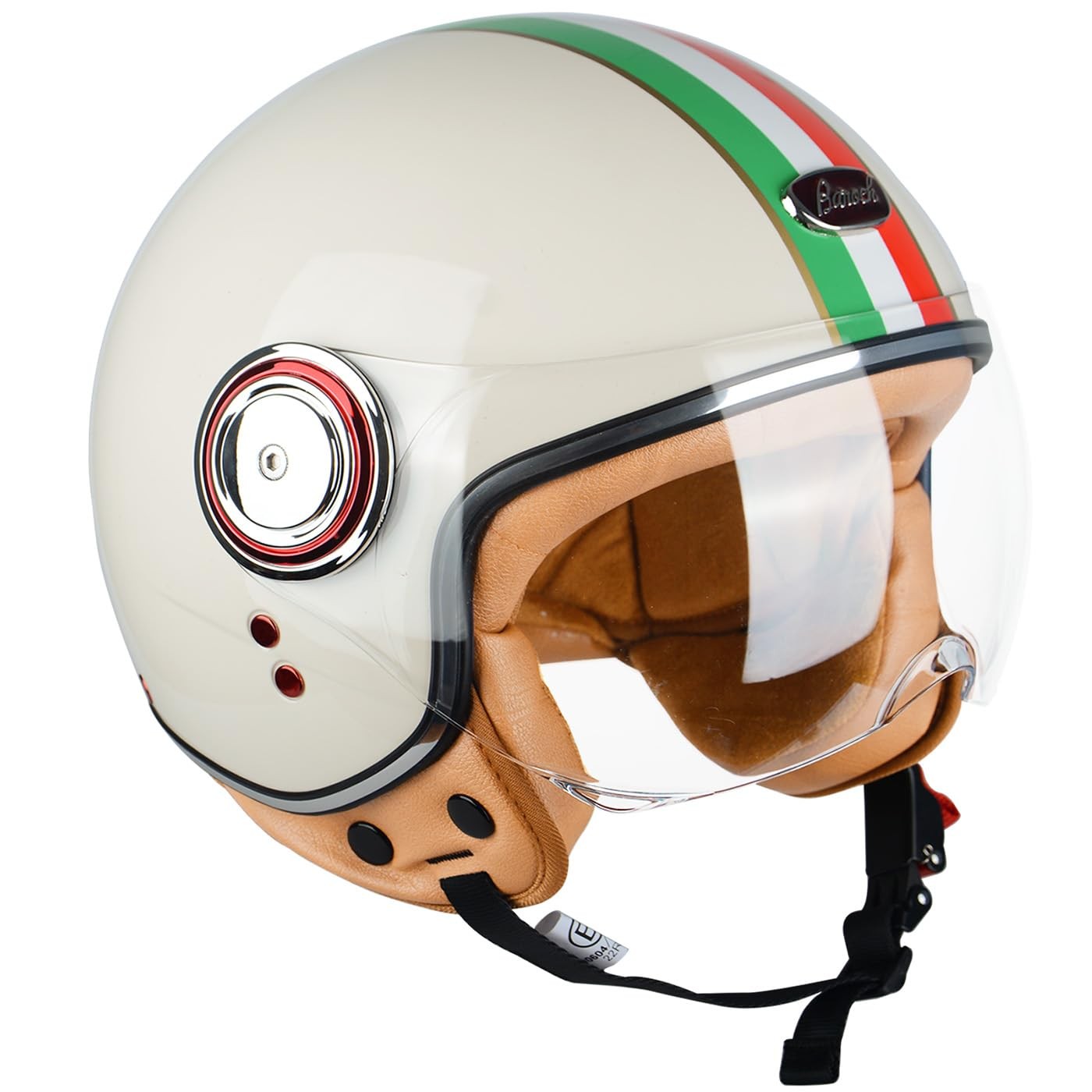 Beon Motorcycle Half Helmet Visor 3/4 Retro Scooter Open Face Helmet For Adults