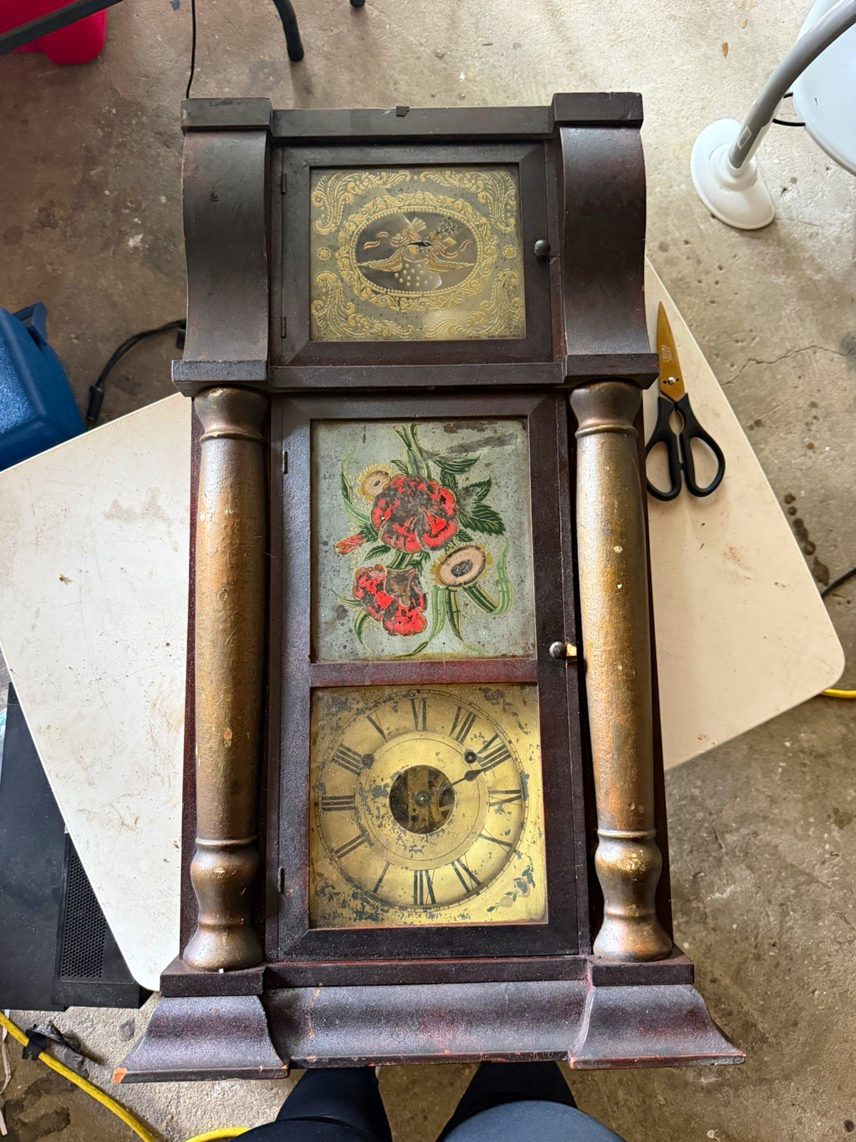 Seth Thomas Antique Mantel Clock Wood Mechanical Pendulum Roman Floral Glass Seth Thomas Antique Mantel Clock Wood Mechanical Pendulum Roman Floral Glass