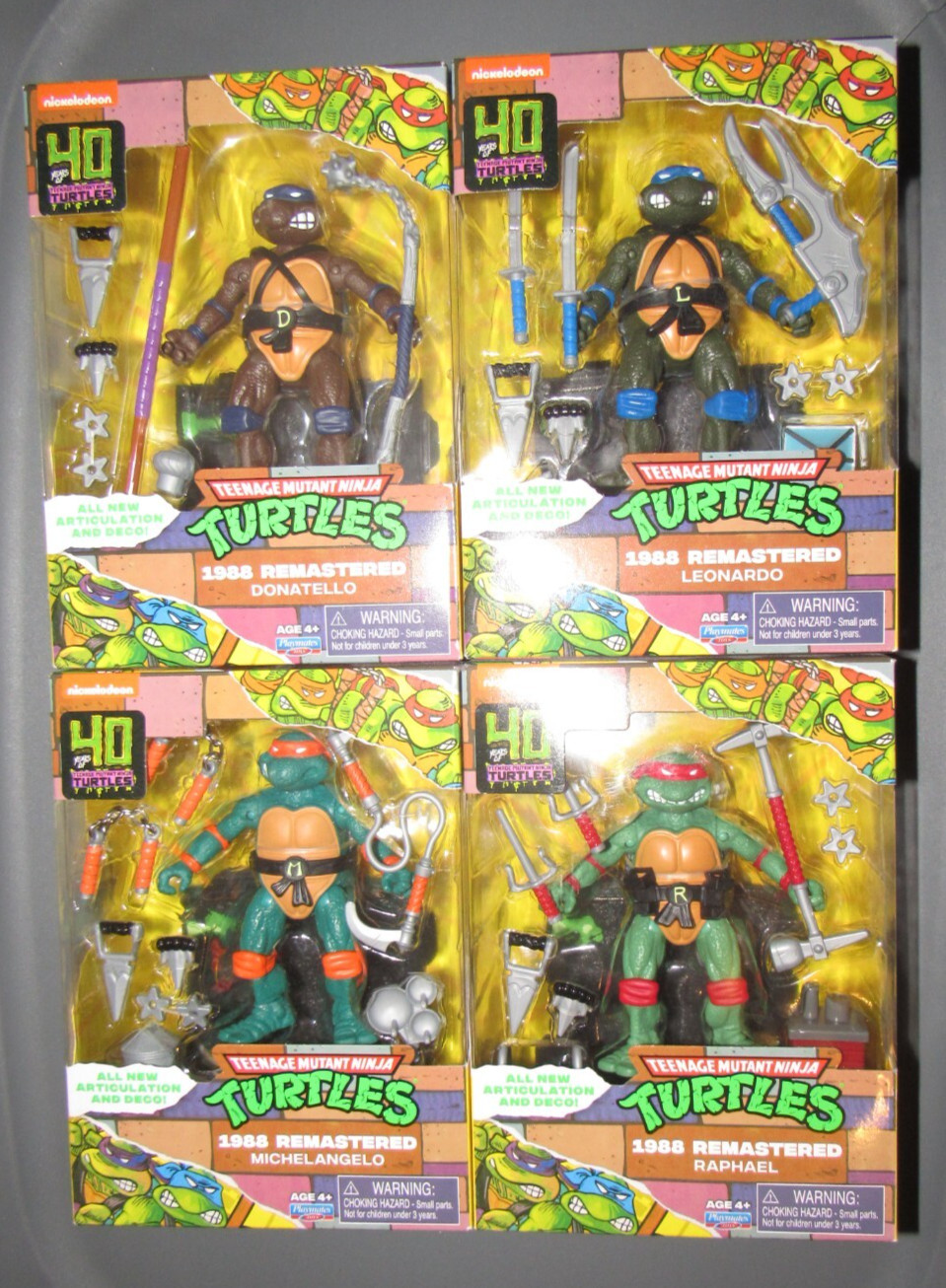 Playmates Teenage Mutant Ninja Turtles TMNT 1988 Remastered set of 4 NEW