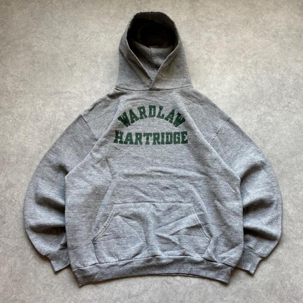 Vintage 90s Russell Athletic Wardlaw Hartridge Hoodie Gray Made in USA Mens XL