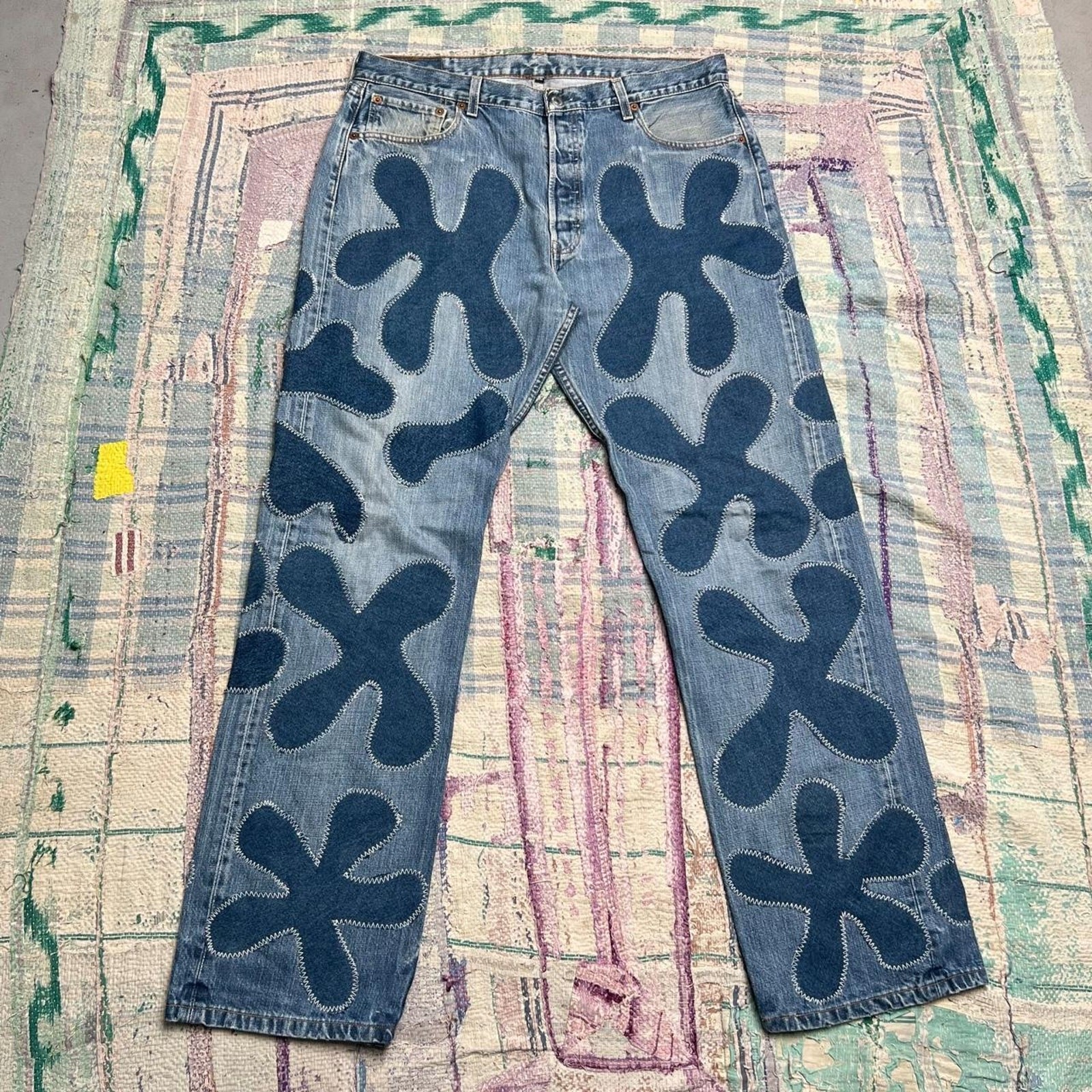 Custom upcycled patchwork levis 501 36x32 Custom upcycled patchwork levis 501 36x32