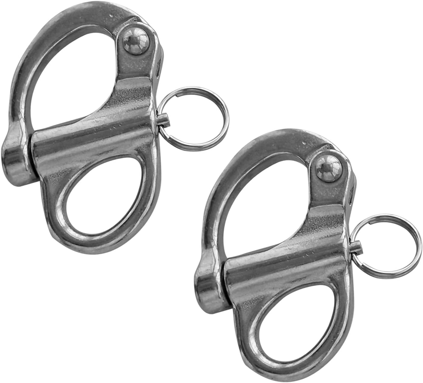 2Pcs 2inch 316 Stainless Steel Quick Release Snap Shackle Fixed Bail